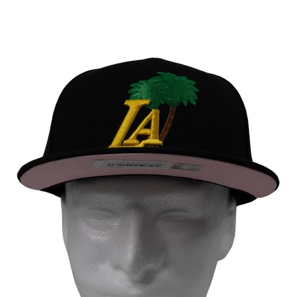 Los Angeles Lakers New Era Fitted Hat Icon Pink Undervisor 59FIFTY Black 7 +size - Picture 5 of 12